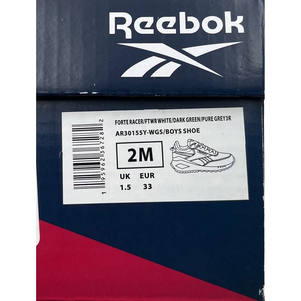 Reebok Youth Big Boys‎ Girls Sneakers Size 2 White Green Beige Classic Lace-Up